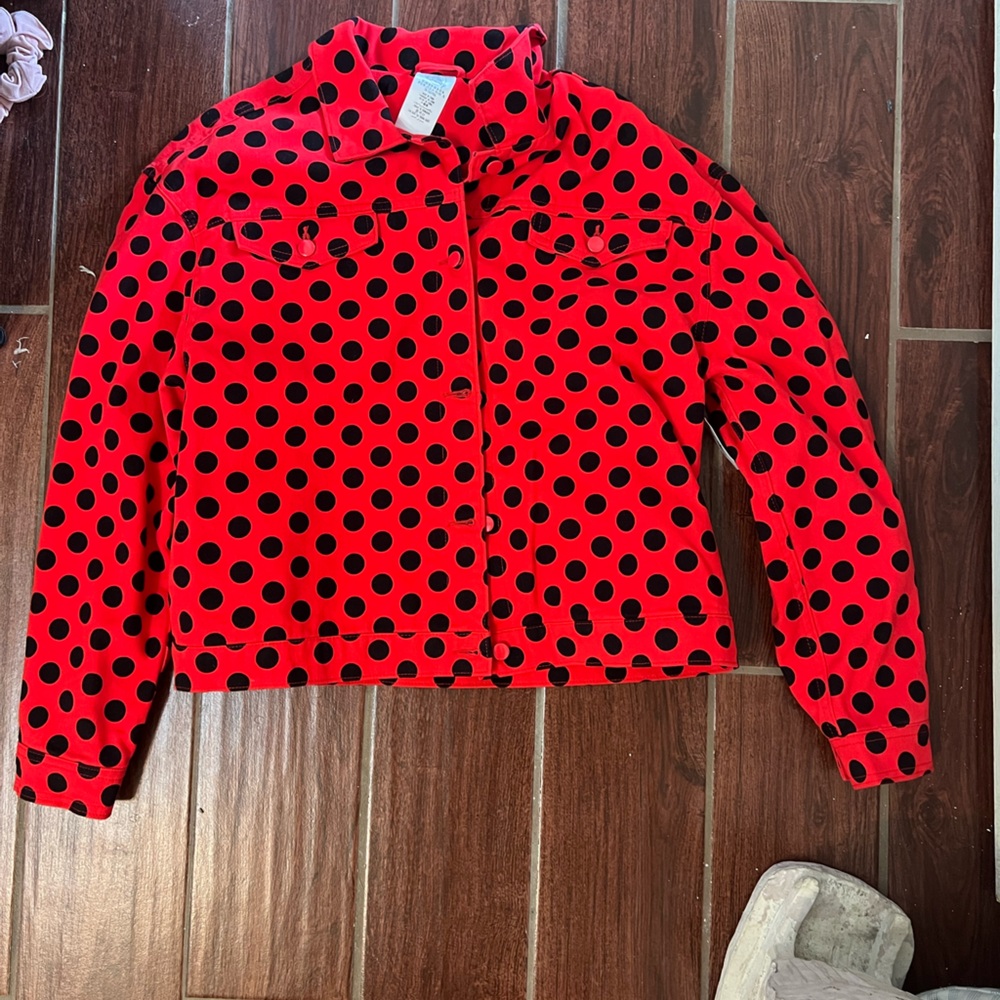 Disney Red and Black Polka Dot Jean Jacket